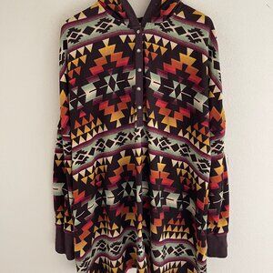 DOUBLE D RANCH Bold Aztec Print Hooded Hip Length Jacket/Tunic: NWOT! Size 2X